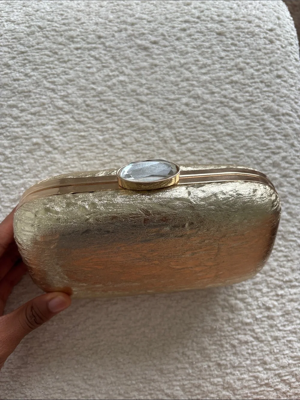 Charming Charlie Gold Metallic Hard-Case Clutch